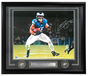 Saquon Barkley Signed Framed 16x20 Philadelphia Eagles Photo BAS ITP