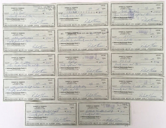 Bobby Thomson New York Giants Signed  Checks 4931-4944 JSA