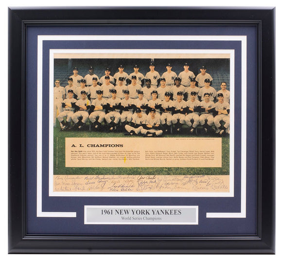 Mantle, Berra Ford & More 1961 Yankees W.S Champs Team Signed 8x10 Photo JSA LOA - Sports Integrity