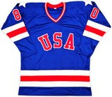 1980 USA Miracle On Ice (19) Team Signed Blue Olympic Hockey Jersey BAS - Sports Integrity