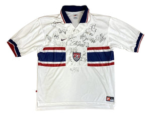 Mid 1990s USA Men's Soccer (18) Team Signed Nike Soccer Jersey BAS LOA - Sports Integrity