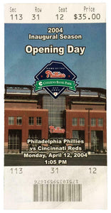 Philadelphia Phillies Apr 12 2004 Citizens Bank Park Inaugural Season Ticket