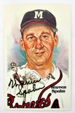 Warren Spahn Milwaukee Braves Autographed 1981 Authentic Perez - Steele Postcard - Sports Integrity