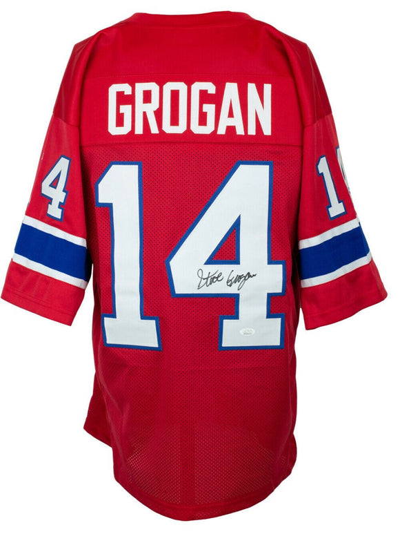 Steve Grogan Signed Custom Red Pro Style Football Jersey JSA ITP - Sports Integrity