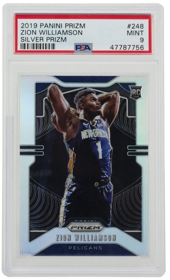 Zion Williamson 2019 Panini Prizm #248 Pelicans Silver Prizm Card PSA Mint 9 - Sports Integrity