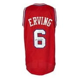 Julius Dr J Erving Philadelphia Signed Red Pro Style Basketball Jersey JSA - Sports Integrity