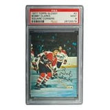 Bob Clarke Signed Flyers 1977 Topps Glossy #3 Trading Card Insert PSA/DNA Mint 9 - Sports Integrity