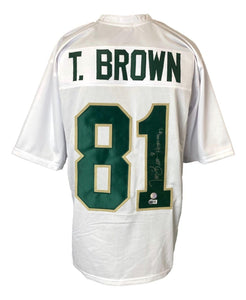 Tim Brown Notre Dame Signed White Football Jersey Heisman 87 BAS