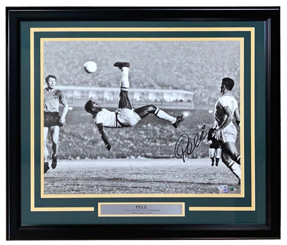 Pele Signed Framed 16x20 Brazil Bicycle Kick Photo Fanatics