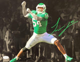 Jeremiah Trotter Jr Signed In Green 11x14 Philadelphia Eagles Spotlight Photo JSA