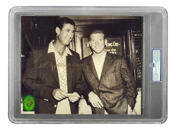 Ted Williams Signed Slabbed 8x10 Red Sox Photo w/ Mickey Mantle PSA NM-MT 8