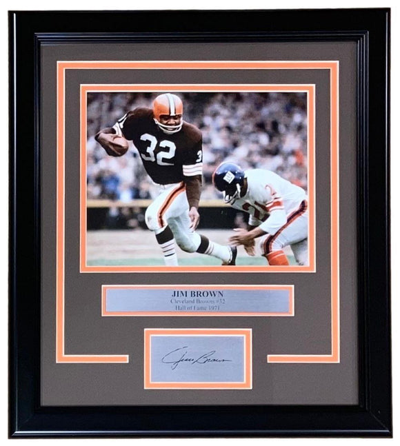 Jim Brown Framed 8x10 Cleveland Browns Photo w/ Laser Engraved Auto