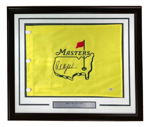 Phil Mickelson Signed Framed Undated Masters Golf Flag PSA Hologram