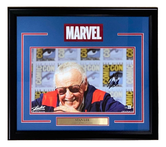 Stan Lee Signed Framed 12x18 Marvel Panoramic Photo 2 BAS LOA