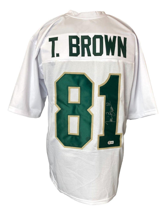 Tim Brown Notre Dame Signed White Football Jersey BAS