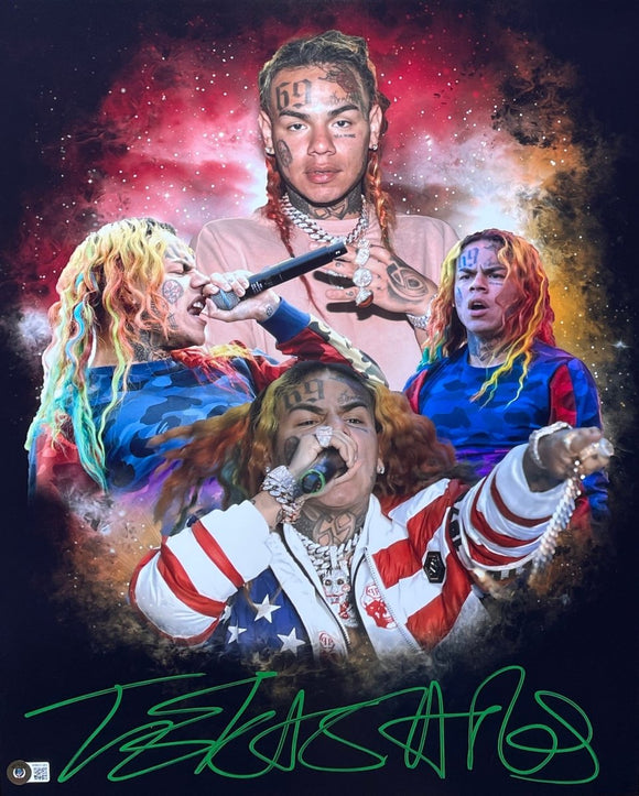 Tekashi 6ix9ine Signed In Green 16x20 Collage BAS - Sports Integrity