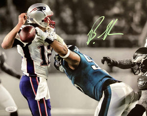 Brandon Graham Signed 11x14 Eagles Tom Brady Strip Sack Photo JSA