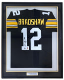 Terry Bradshaw Pittsburgh Signed Framed Black Football Jersey BAS