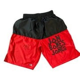 Jon Jones Signed Custom Black/Red MMA Fighting Trunks BAS ITP - Sports Integrity