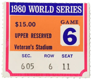 1980 World Series Game 6 Upper 600 Section Ticket Stub Phillies vs Royals - Sports Integrity