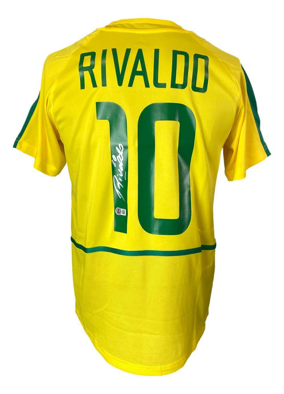 Rivaldo Signed Brazil Nike Soccer Jersey BAS