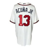 Ronald Acuna Jr. Signed In Black Braves White Nike Baseball Jersey 18 ROY JSA - Sports Integrity