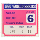 1980 World Series Game 6 Loge Box Ticket Stub Phillies vs Royals - Sports Integrity