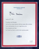 Bill Clinton Signed Framed Mock White House Letter Monica Lewinsky JSA