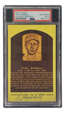 Carl Hubbell Signed 4x6 New York Giants Hall Of Fame Plaque Card PSA/DNA 85027774 - Sports Integrity