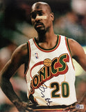 Gary Payton Signed 11x14 Seattle Supersonics Photo BAS - Sports Integrity