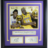 Kobe Bryant & Shaq Framed 8x10 Lakers Trophy Photo w/Laser Engraved Photo - Sports Integrity