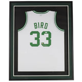 Larry Bird Boston Signed Framed Custom White Basketball Jersey JSA - Sports Integrity