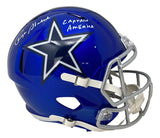 Roger Staubach Signed Cowboys FS Flash Replica Speed Helmet Captain America BAS - Sports Integrity