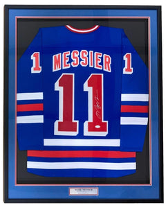 Mark Messier New York Signed Framed Blue Hockey Jersey JSA