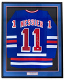 Mark Messier New York Signed Framed Blue Hockey Jersey JSA