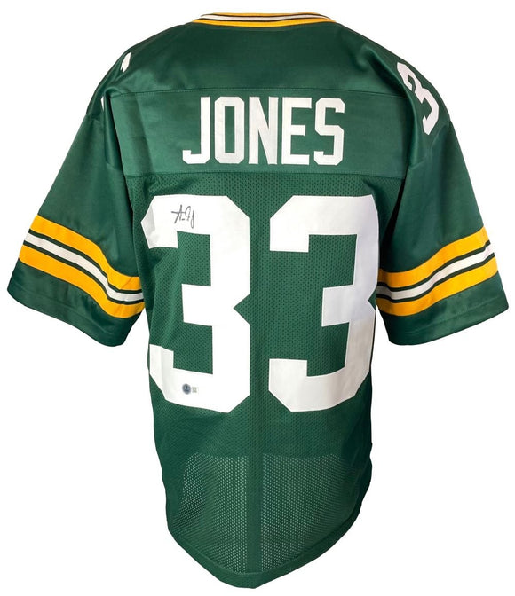 Aaron Jones Green Bay Signed Green Football Jersey BAS ITP - Sports Integrity