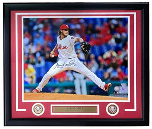 Aaron Nola Signed Framed 16x20 Philadelphia Phillies Pitching Photo Fanatics - Sports Integrity