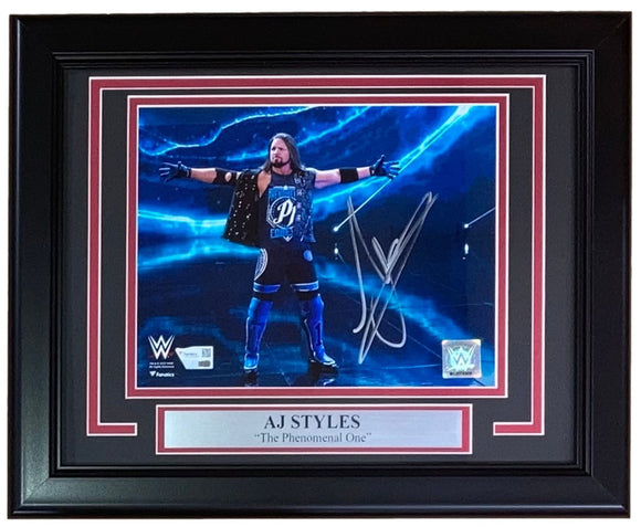 AJ Styles Signed Framed 8x10 WWE Photo Fanatics - Sports Integrity