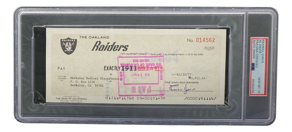 Al Davis Signed Oakland Raiders Bank Check #14562 PSA/DNA Gem MT 10 - Sports Integrity