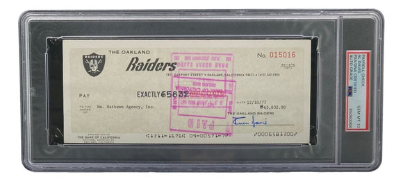 Al Davis Signed Oakland Raiders Personal Bank Check #15016 PSA/DNA Gem MT 10 - Sports Integrity