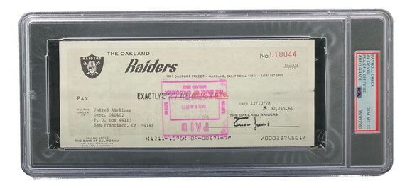 Al Davis Signed Oakland Raiders Bank Check #18044 PSA/DNA Gem MT 10 - Sports Integrity