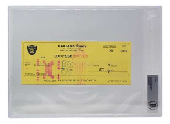 Al Davis Signed Oakland Raiders Bank Check #350 BGS - Sports Integrity