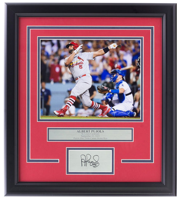 Albert Pujols Framed 8x10 St. Louis Cardinals Photo w/ Laser Engraved Signature - Sports Integrity