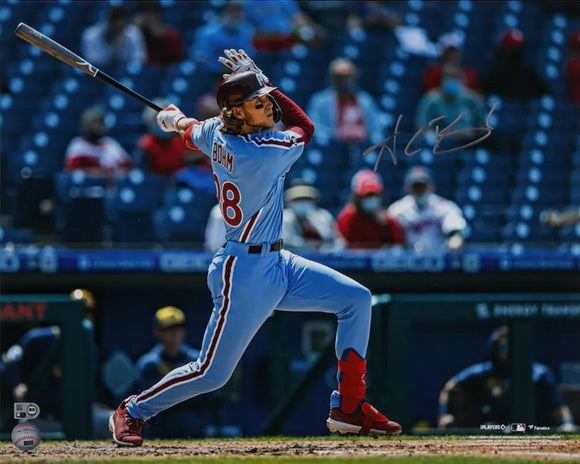 Alec Bohm Signed 16x20 Philadelphia Phillies Blue Jersey Photo Fanatics - Sports Integrity