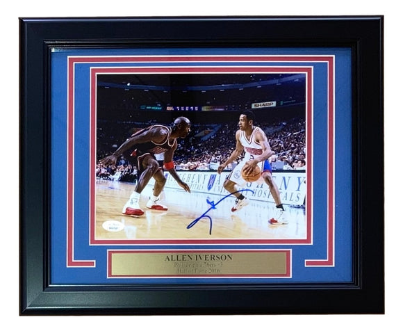 Allen Iverson Signed Framed 8x10 76ers vs Michael Jordan Photo JSA ITP - Sports Integrity