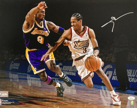 Allen Iverson Signed In Silver 16x20 Philadelphia 76ers vs Kobe Photo JSA ITP - Sports Integrity