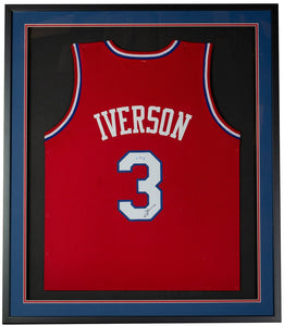 Allen Iverson Philadelphia Signed Framed Red Basketball Jersey PSA ITP - Sports Integrity