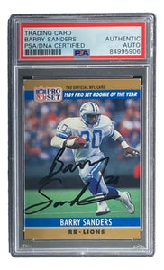 Barry Sanders Signed Detroit Lions 1990 Pro Set #1 Trading Card PSA/DNA - Sports Integrity