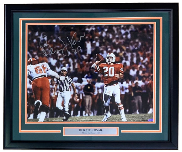 Bernie Kosar Signed Framed 16x20 Miami Hurricanes Photo Steiner Sports Hologram - Sports Integrity