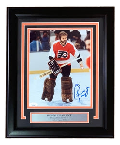 Bernie Parent Signed Framed 8x10 Philadelphia Flyers Photo JSA AL44169 - Sports Integrity